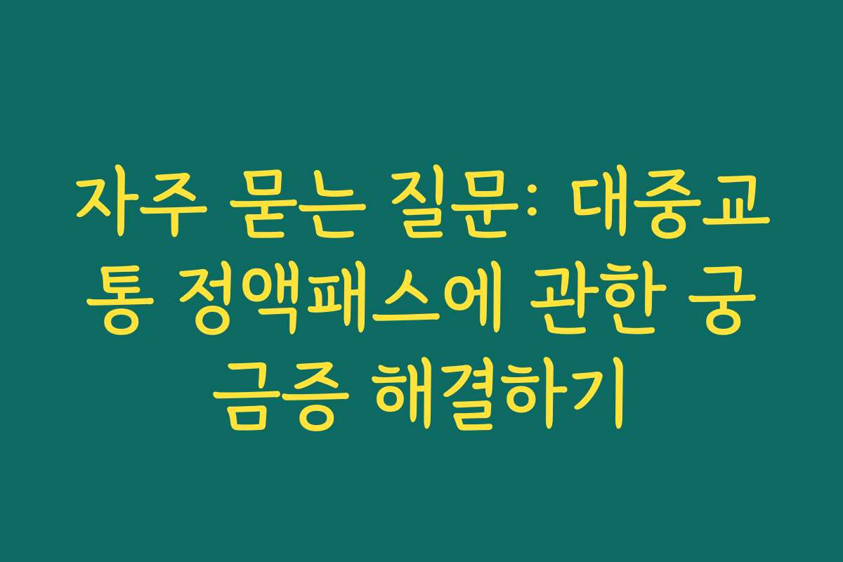 자주 묻는 질문: 대중교통 정액패스에 관한 궁금증 해결하기