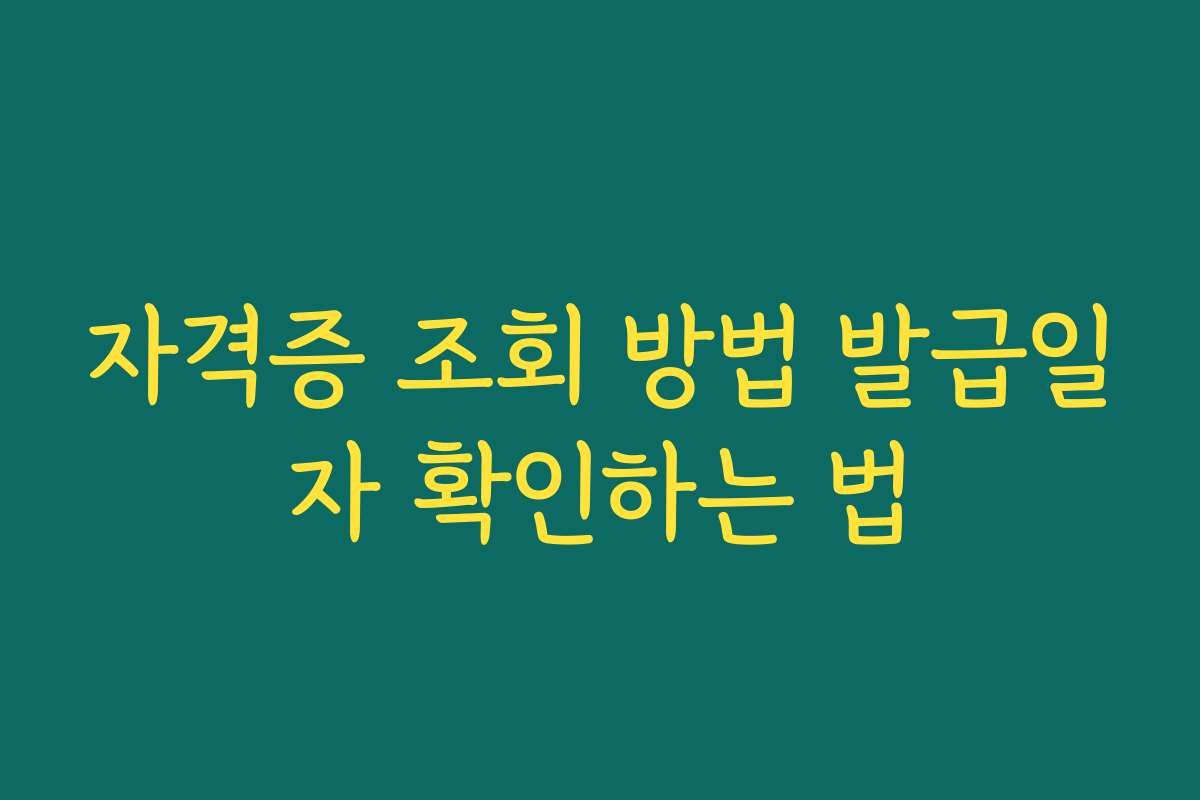 자격증 조회 방법 발급일자 확인하는 법 자격증 조회 방법 발급일자 확인하는 법