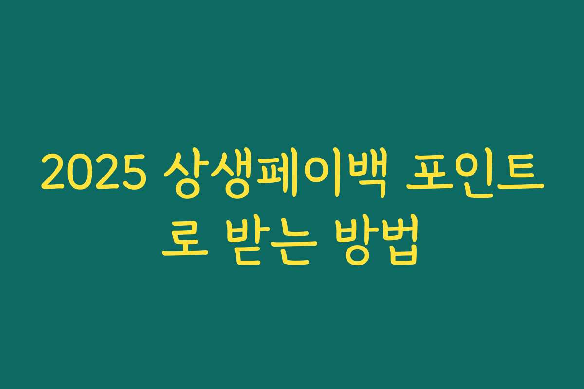 2025 상생페이백 포인트로 받는 방법 2025 상생페이백 포인트로 받는 방법