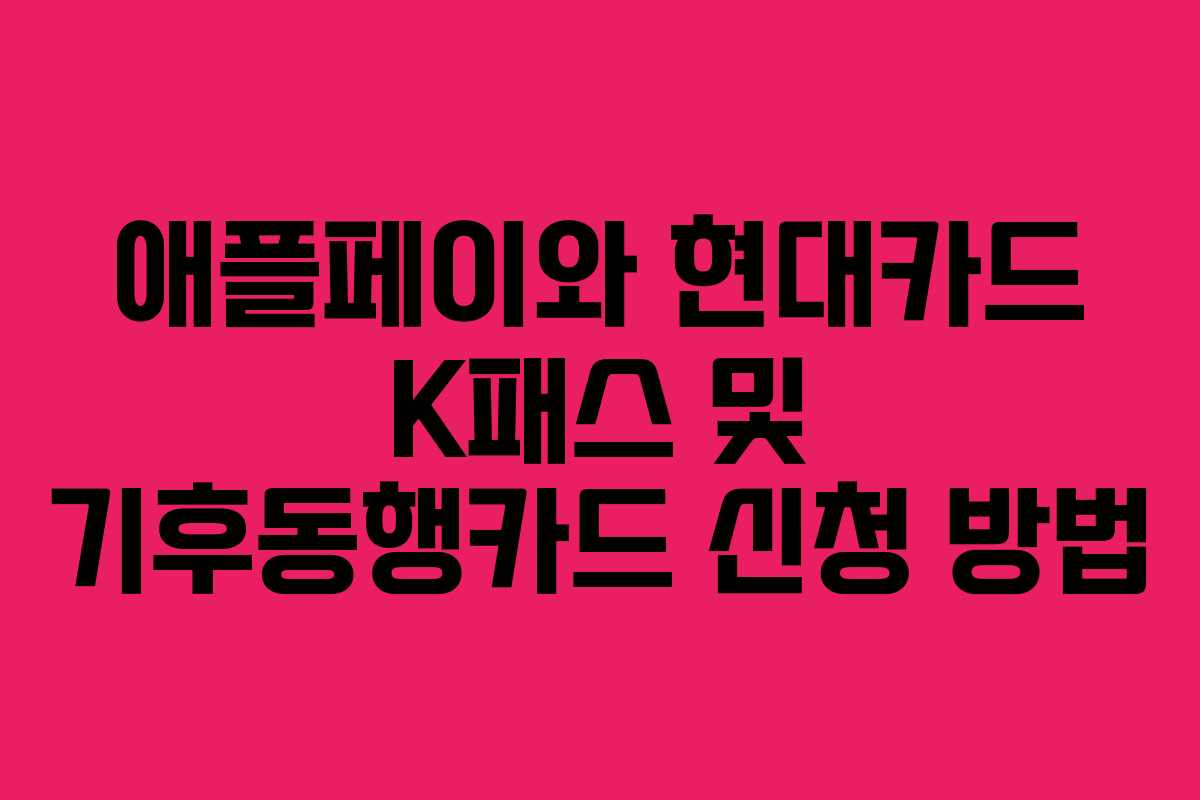 애플페이와 현대카드 K패스 및 기후동행카드 신청 방법 애플페이와 현대카드 K패스 및 기후동행카드 신청 방법