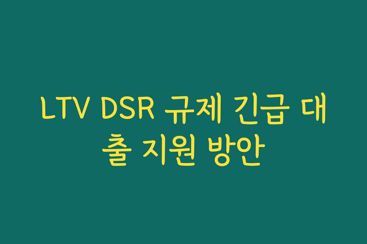 LTV DSR 규제 긴급 대출 지원 방안 LTV DSR 규제 긴급 대출 지원 방안