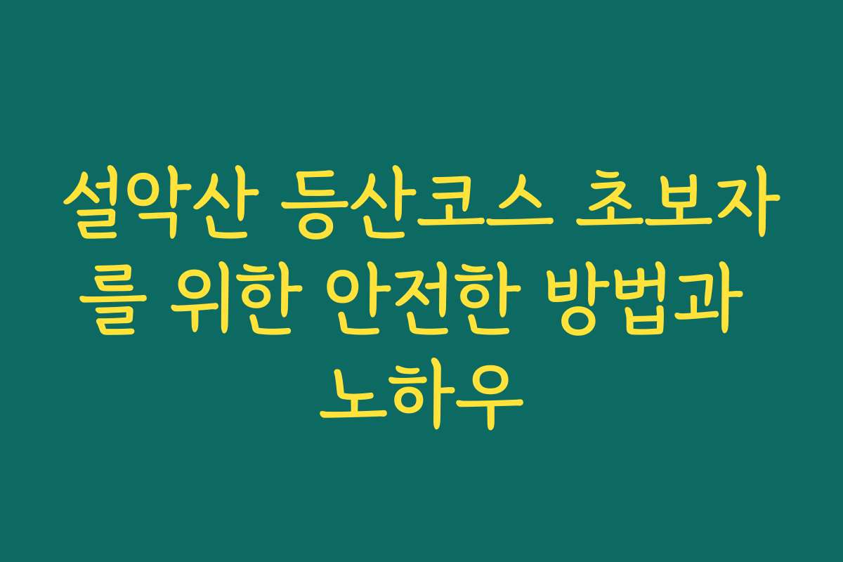 설악산 등산코스 초보자를 위한 안전한 방법과 노하우