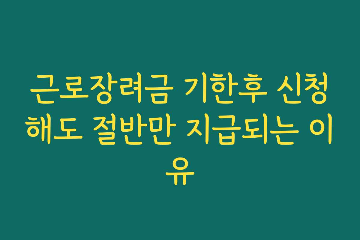 근로장려금 기한후 신청해도 절반만 지급되는 이유 근로장려금 기한후 신청해도 절반만 지급되는 이유