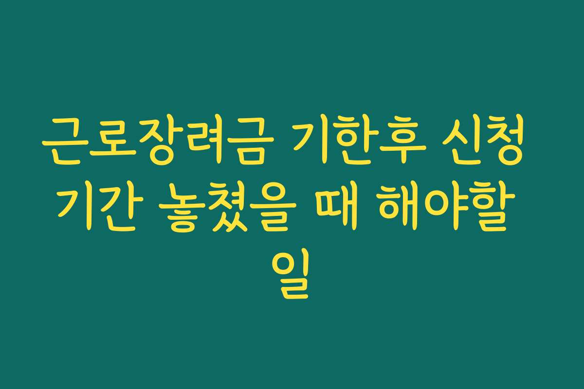근로장려금 기한후 신청 기간 놓쳤을 때 해야할 일 근로장려금 기한후 신청 기간 놓쳤을 때 해야할 일