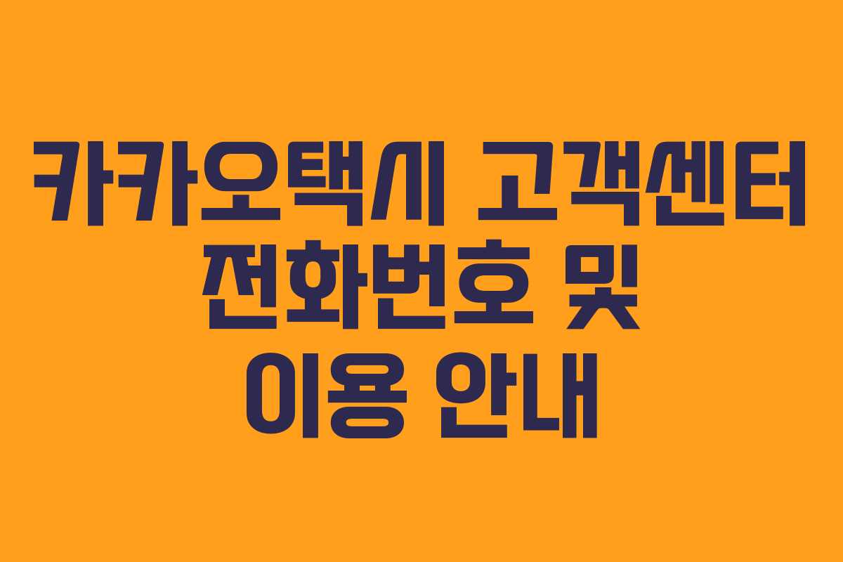 카카오택시 고객센터 전화번호 및 이용 안내 카카오택시 고객센터 전화번호 및 이용 안내
