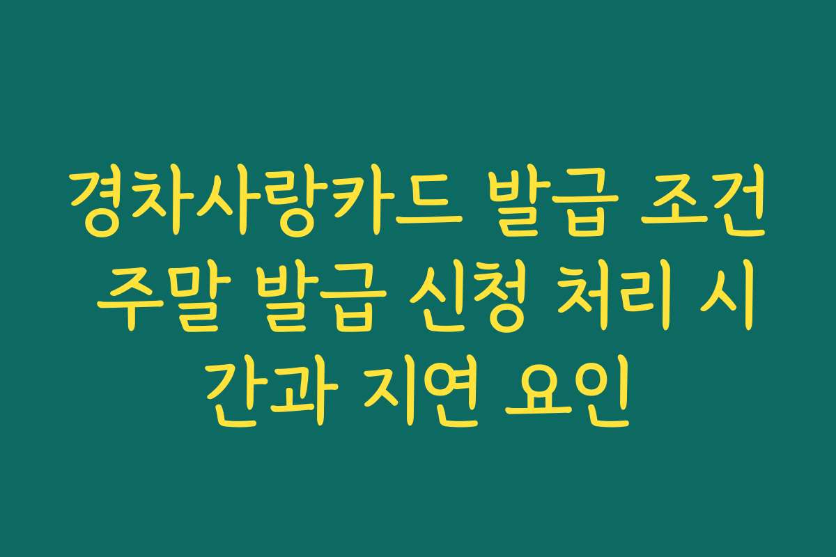 경차사랑카드 발급 조건 주말 발급 신청 처리 시간과 지연 요인