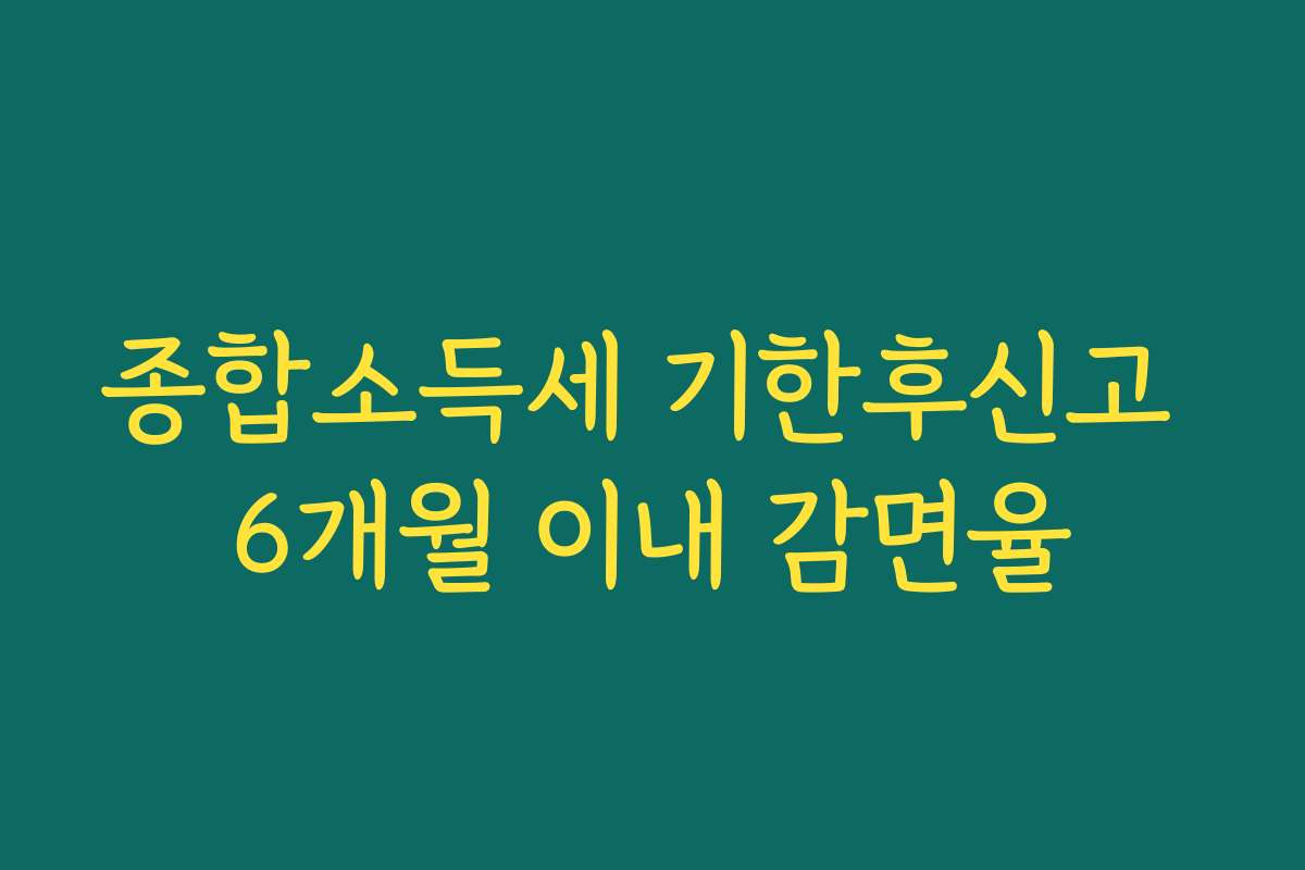 종합소득세 기한후신고 6개월 이내 감면율