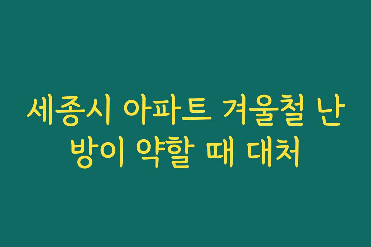 세종시 아파트 겨울철 난방이 약할 때 대처