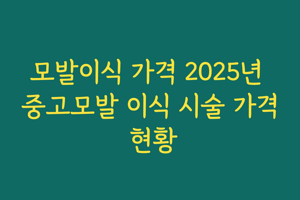 모발이식 가격 2025년 중고모발 이식 시술 가격 현황