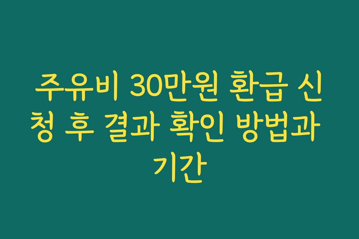 주유비 30만원 환급 신청 후 결과 확인 방법과 기간