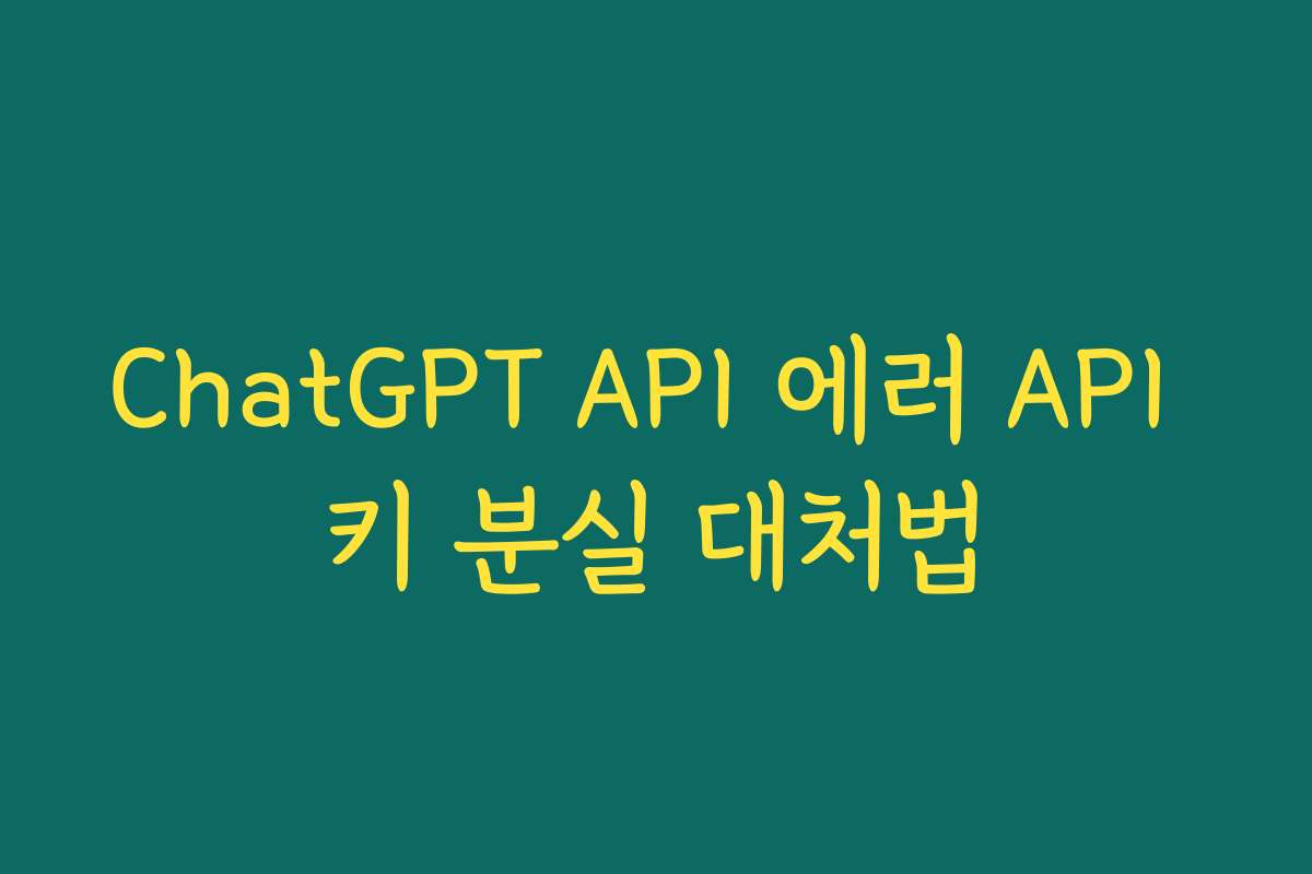 ChatGPT API 에러 API 키 분실 대처법