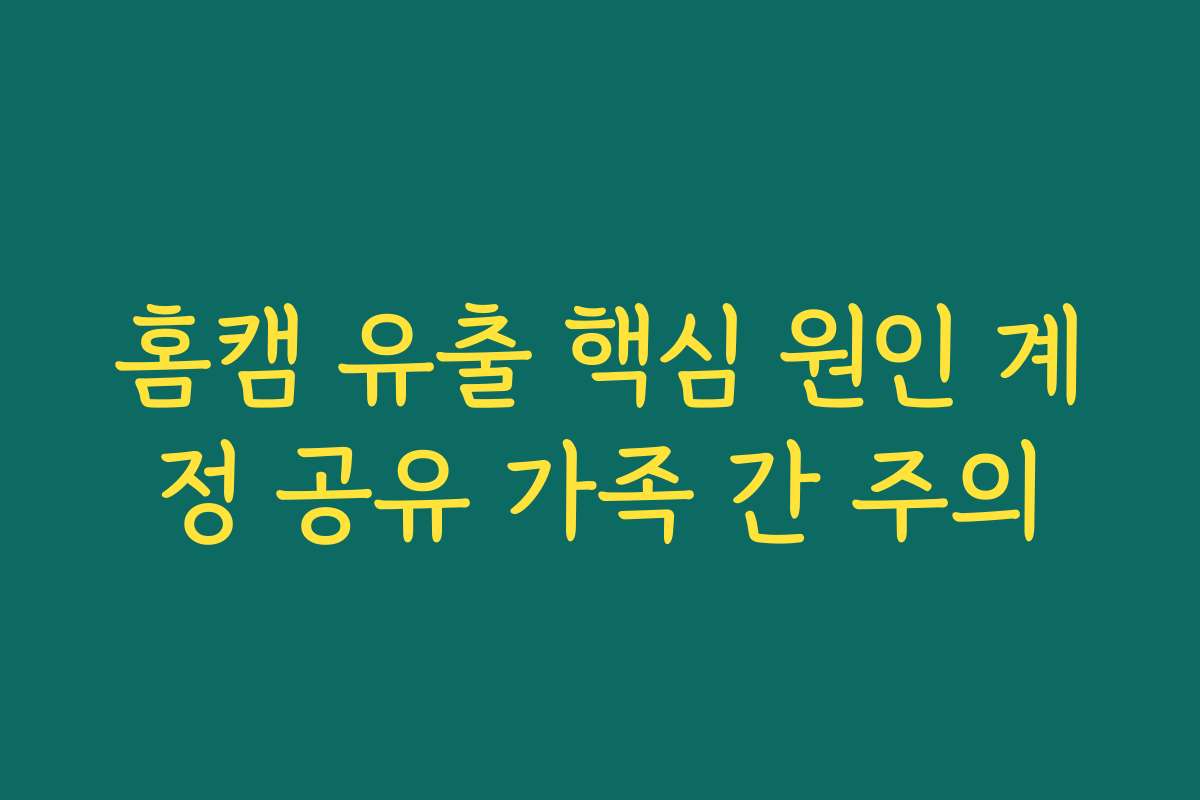 홈캠 유출 핵심 원인 계정 공유 가족 간 주의