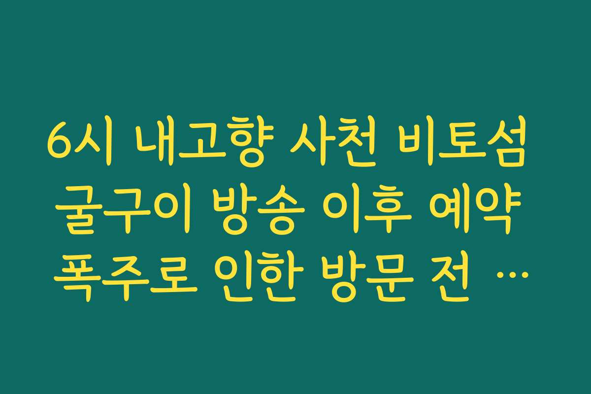 6시 내고향 사천 비토섬 굴구이 방송 이후 예약 폭주로 인한 방문 전 체크사항