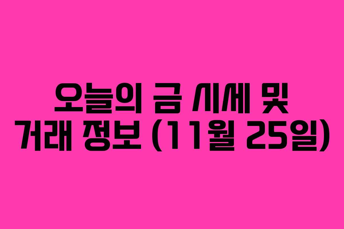 오늘의 금 시세 및 거래 정보 (11월 25일)