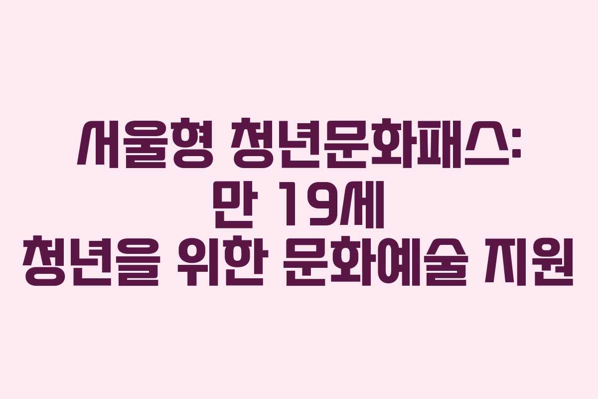 서울형 청년문화패스: 만 19세 청년을 위한 문화예술 지원