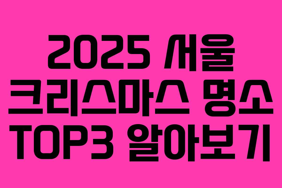 2025 서울 크리스마스 명소 TOP3 알아보기