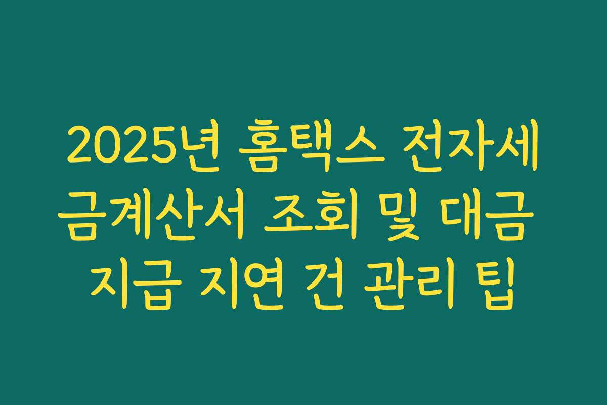 2025년 홈택스 전자세금계산서 조회 및 대금 지급 지연 건 관리 팁