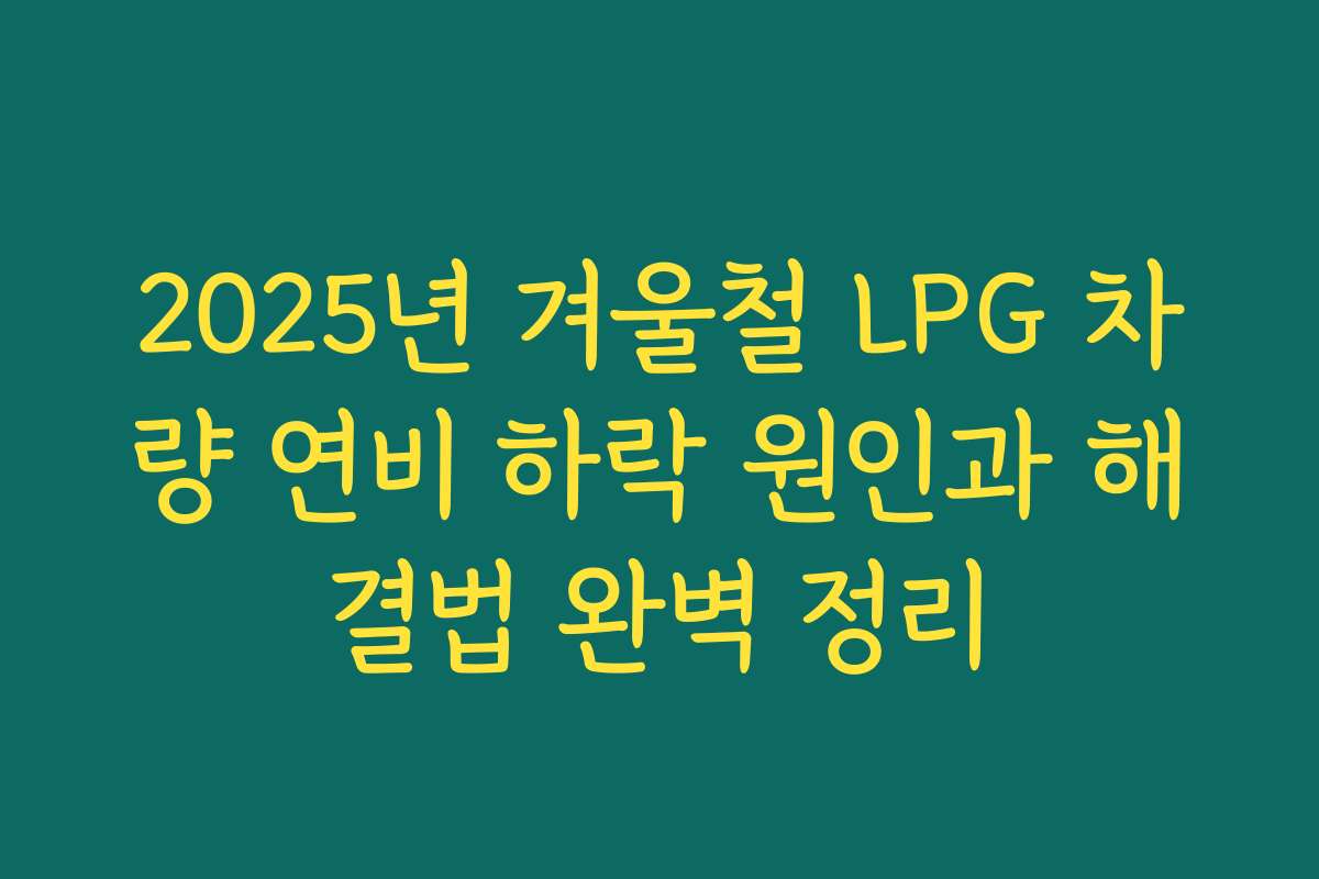 2025년 겨울철 LPG 차량 연비 하락 원인과 해결법 완벽 정리