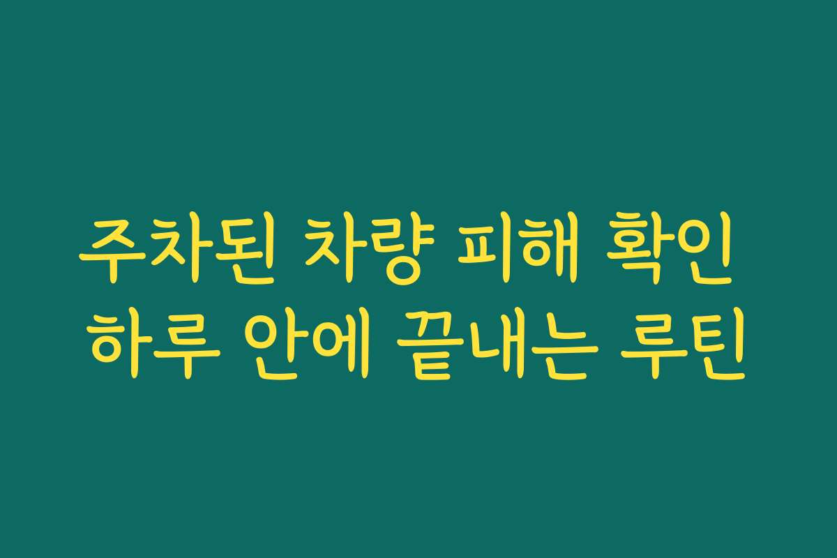 주차된 차량 피해 확인 하루 안에 끝내는 루틴