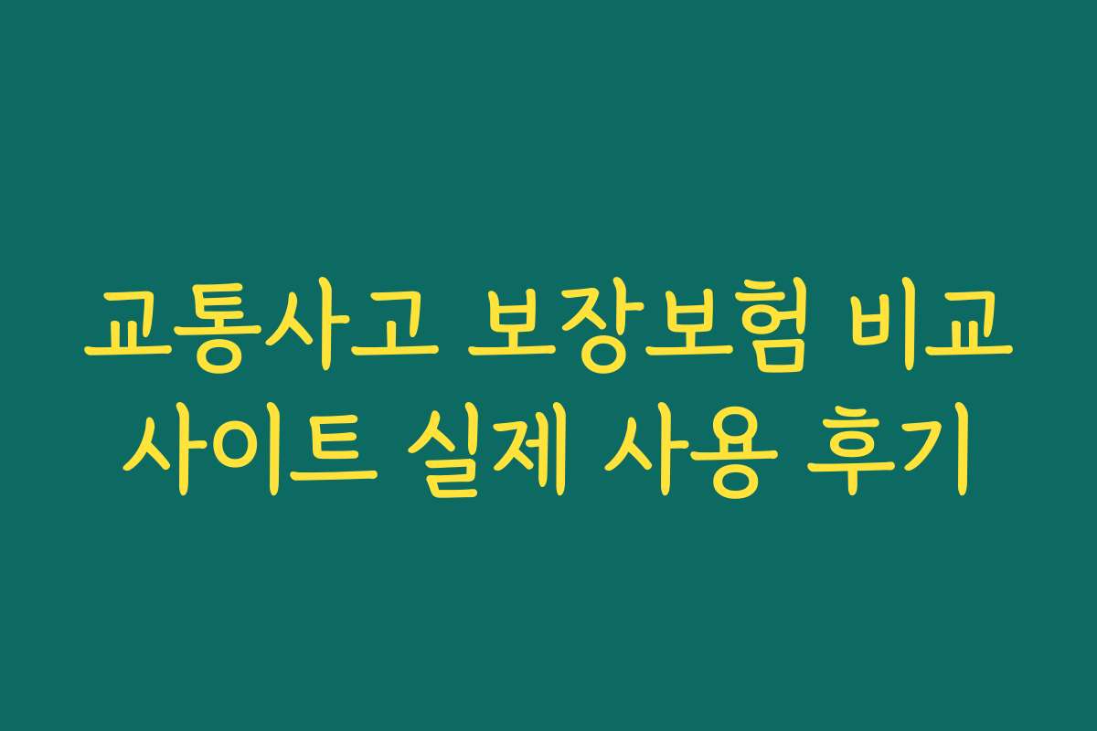 교통사고 보장보험 비교사이트 실제 사용 후기