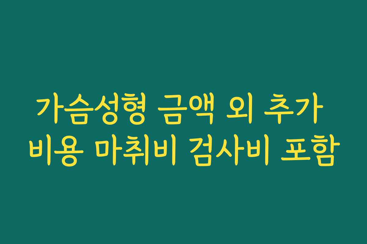 가슴성형 금액 외 추가 비용 마취비 검사비 포함
