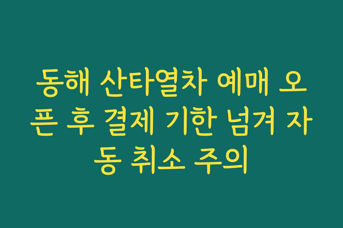 동해 산타열차 예매 오픈 후 결제 기한 넘겨 자동 취소 주의