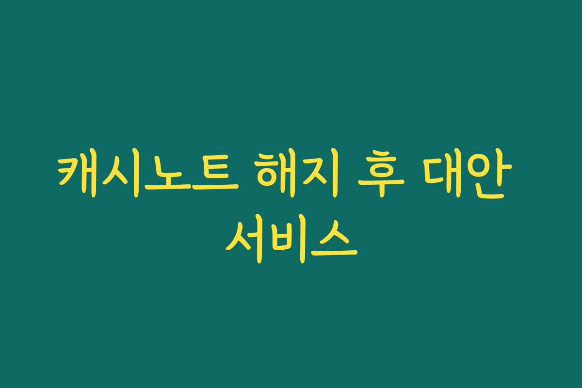 캐시노트 해지 후 대안 서비스