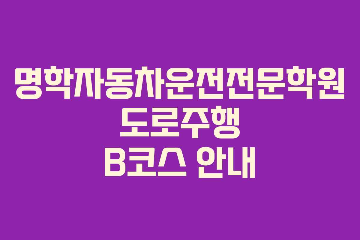 명학자동차운전전문학원 도로주행 B코스 안내