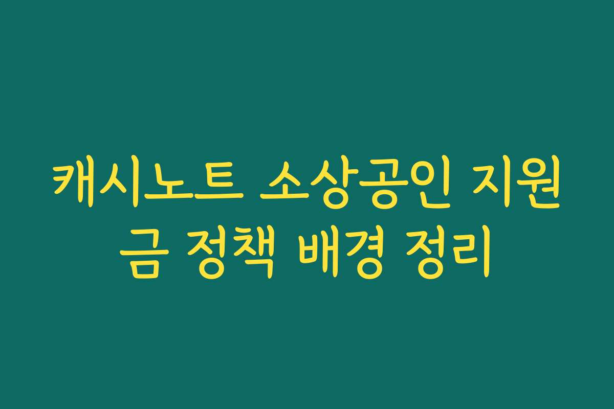 캐시노트 소상공인 지원금 정책 배경 정리