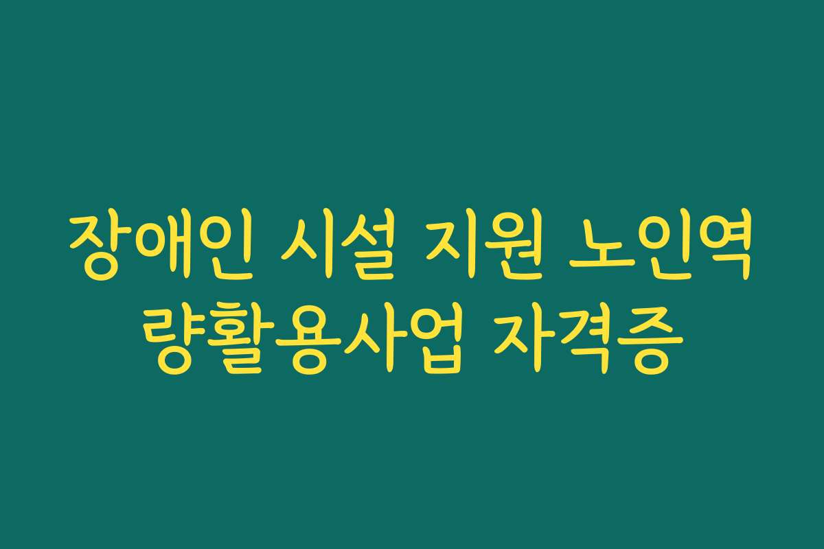 장애인 시설 지원 노인역량활용사업 자격증