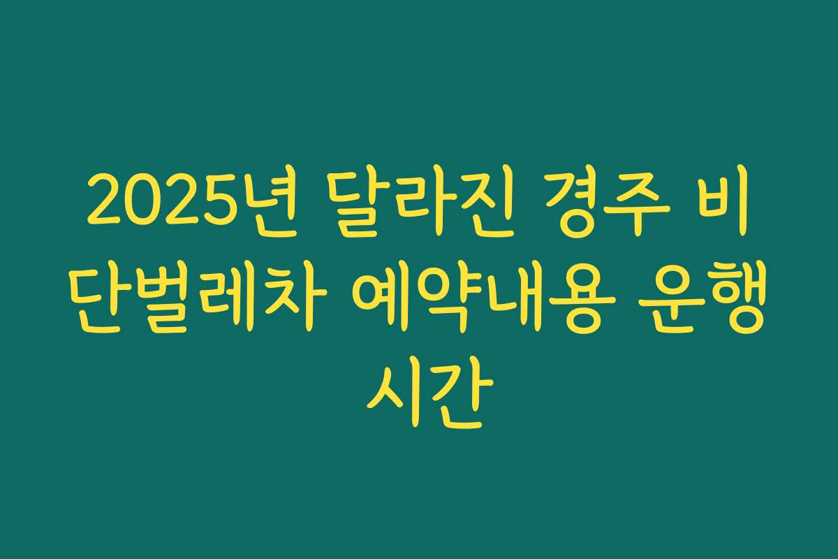 2025년 달라진 경주 비단벌레차 예약내용 운행 시간