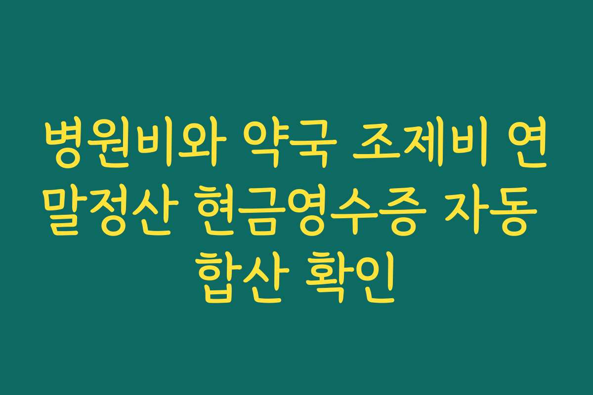 병원비와 약국 조제비 연말정산 현금영수증 자동 합산 확인
