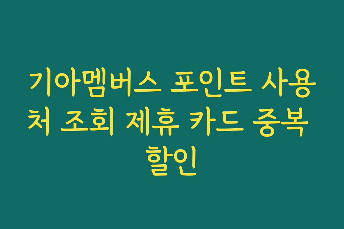 기아멤버스 포인트 사용처 조회 제휴 카드 중복 할인