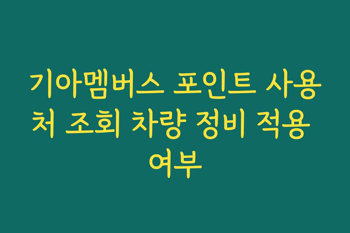 기아멤버스 포인트 사용처 조회 차량 정비 적용 여부