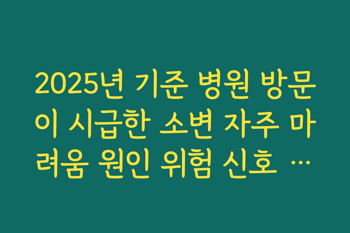 2025년 기준 병원 방문이 시급한 소변 자주 마려움 원인 위험 신호 구분
