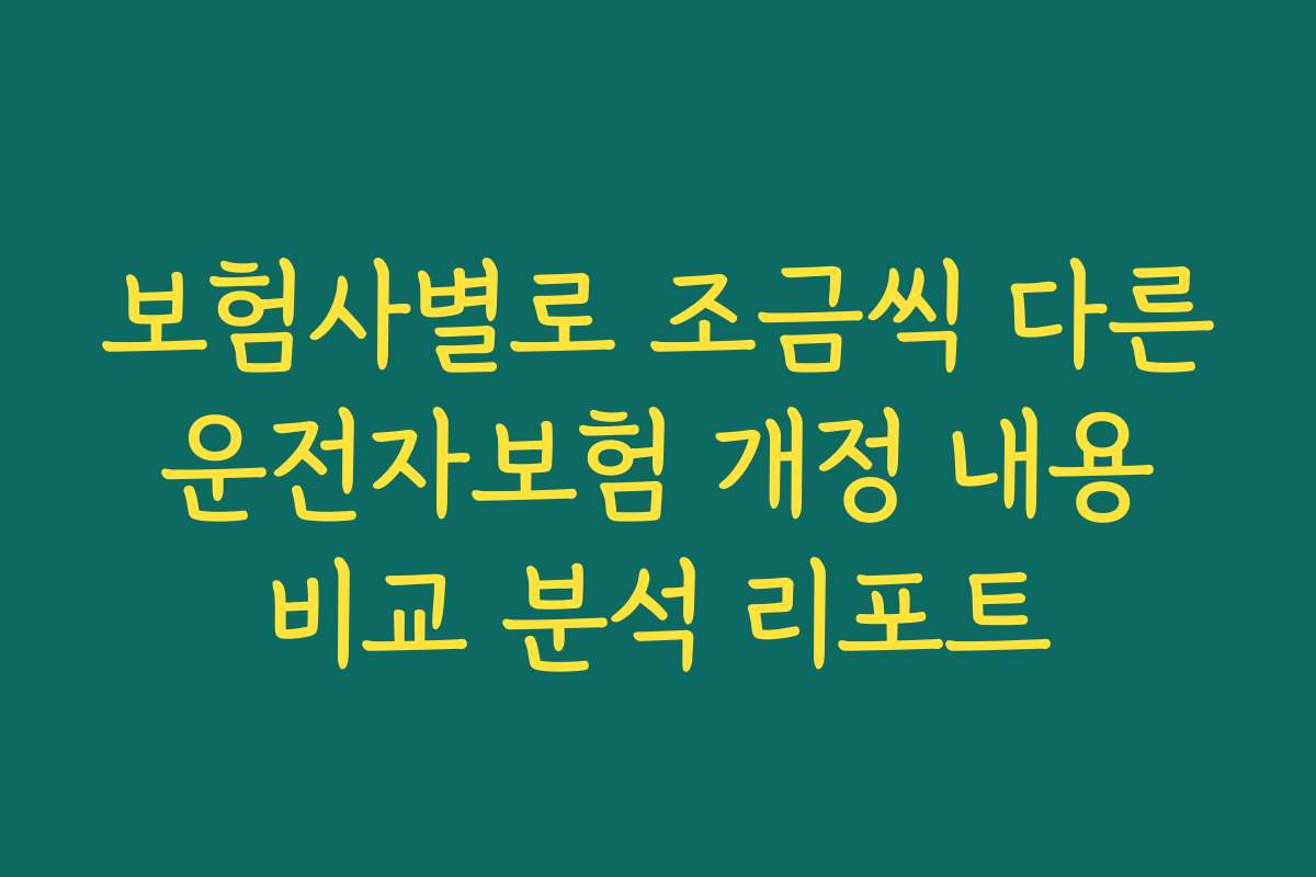 보험사별로 조금씩 다른 운전자보험 개정 내용 비교 분석 리포트