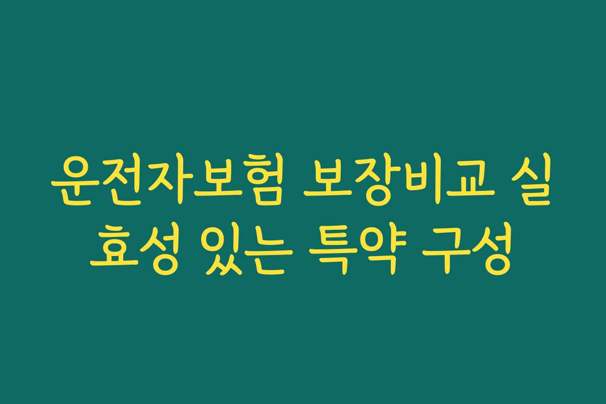 운전자보험 보장비교 실효성 있는 특약 구성