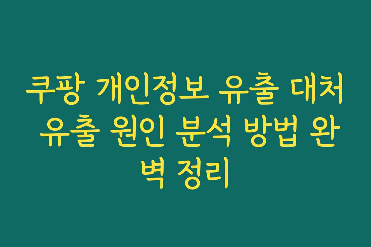 쿠팡 개인정보 유출 대처 유출 원인 분석 방법 완벽 정리