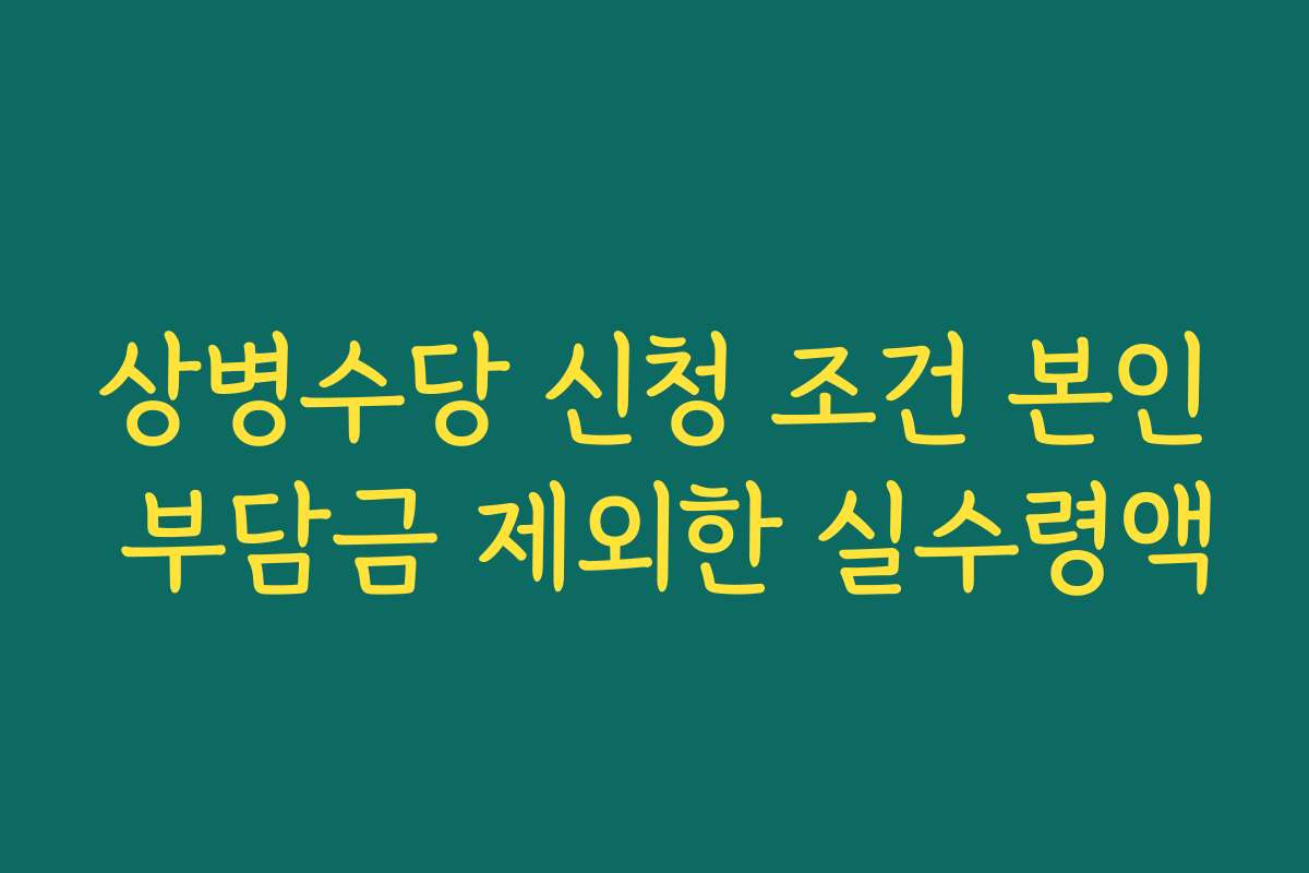 상병수당 신청 조건 본인 부담금 제외한 실수령액