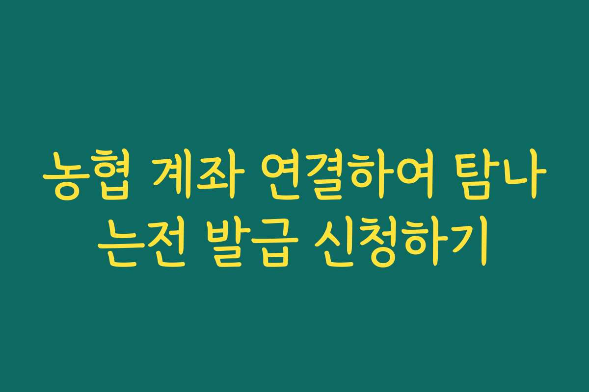 농협 계좌 연결하여 탐나는전 발급 신청하기