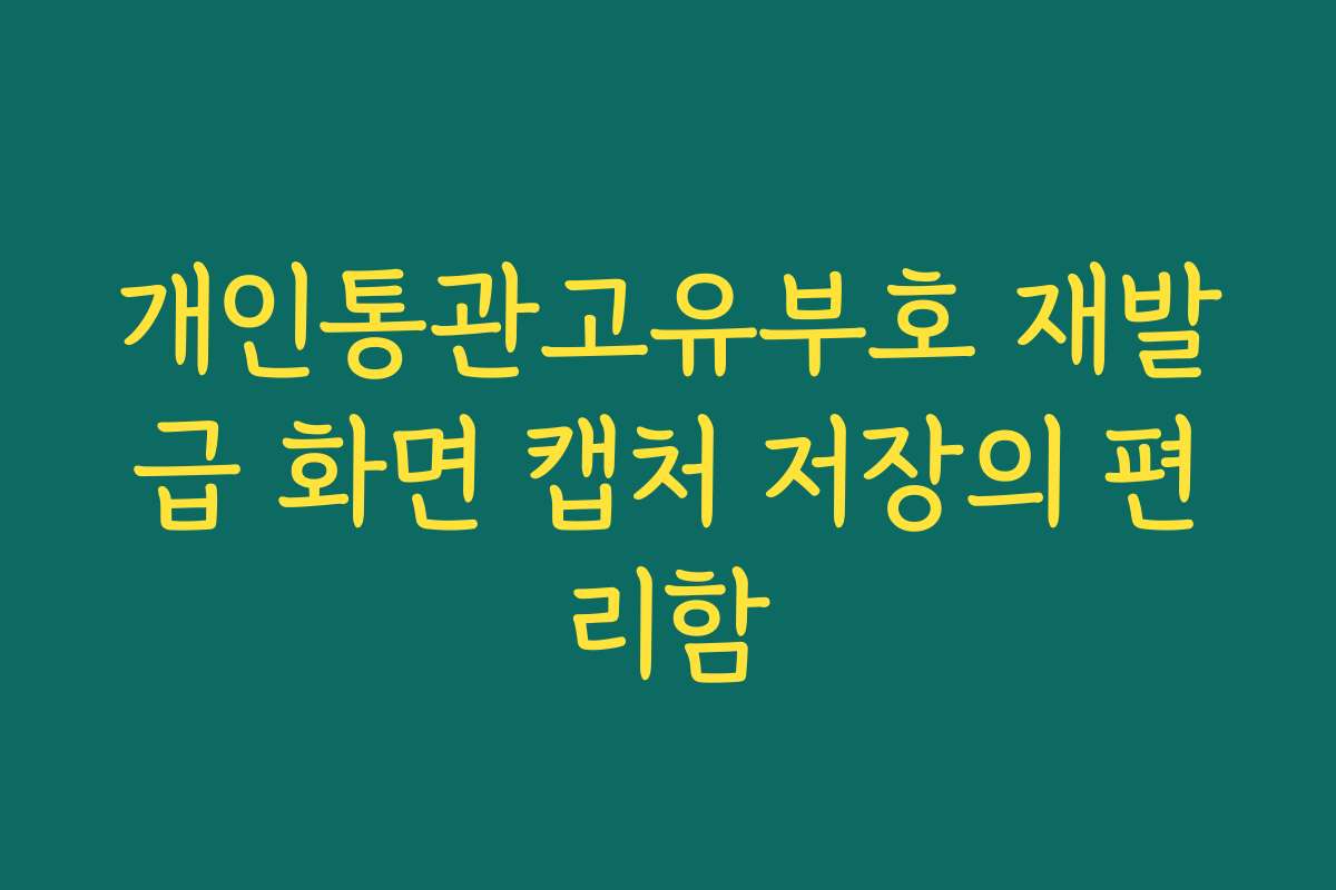 개인통관고유부호 재발급 화면 캡처 저장의 편리함