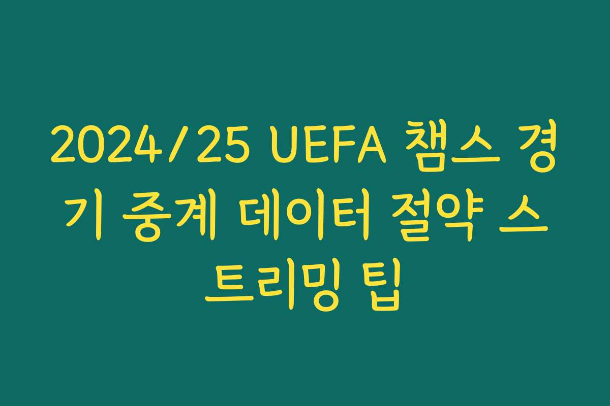 2024/25 UEFA 챔스 경기 중계 데이터 절약 스트리밍 팁
