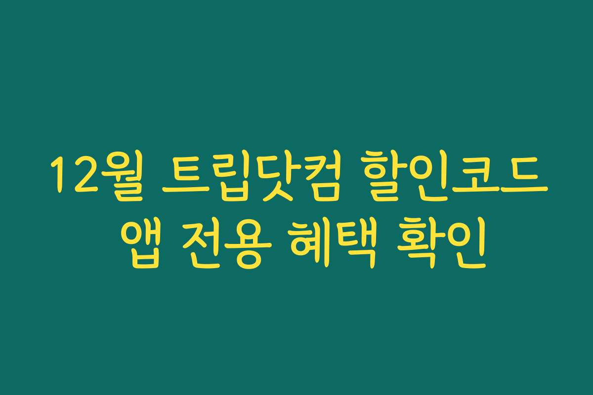 12월 트립닷컴 할인코드 앱 전용 혜택 확인