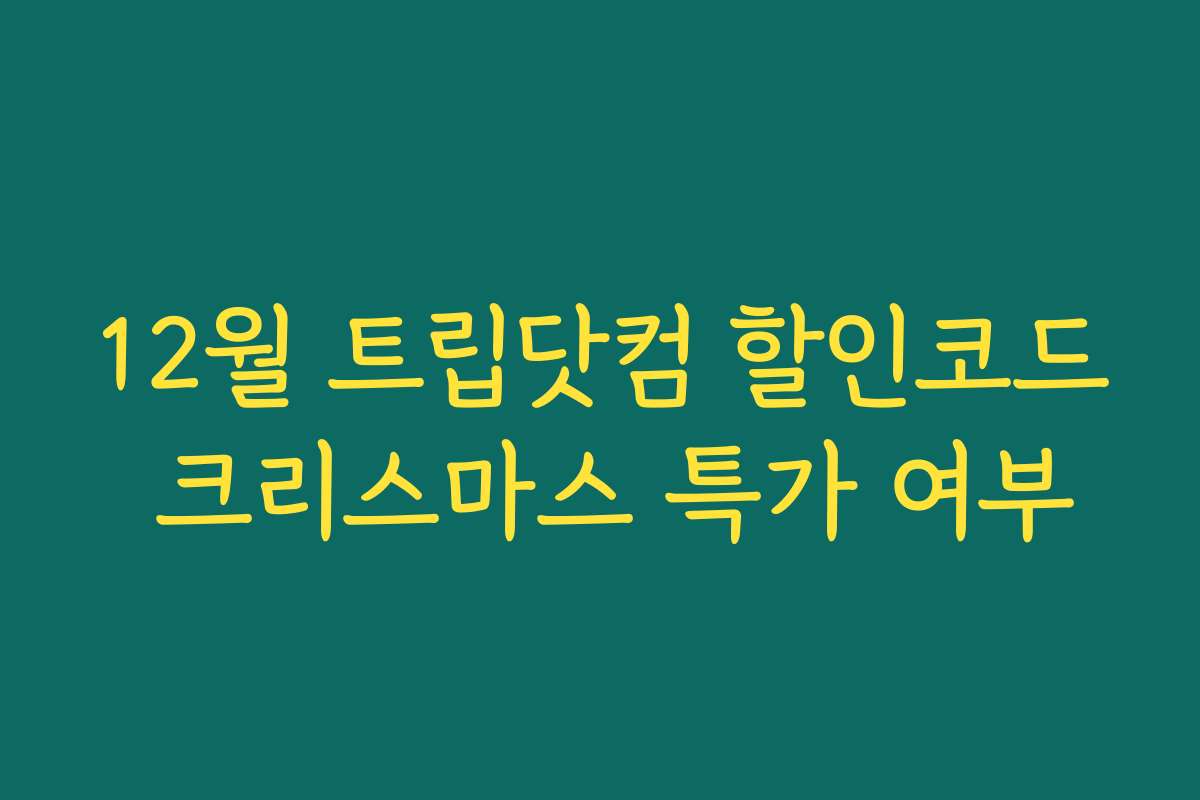 12월 트립닷컴 할인코드 크리스마스 특가 여부