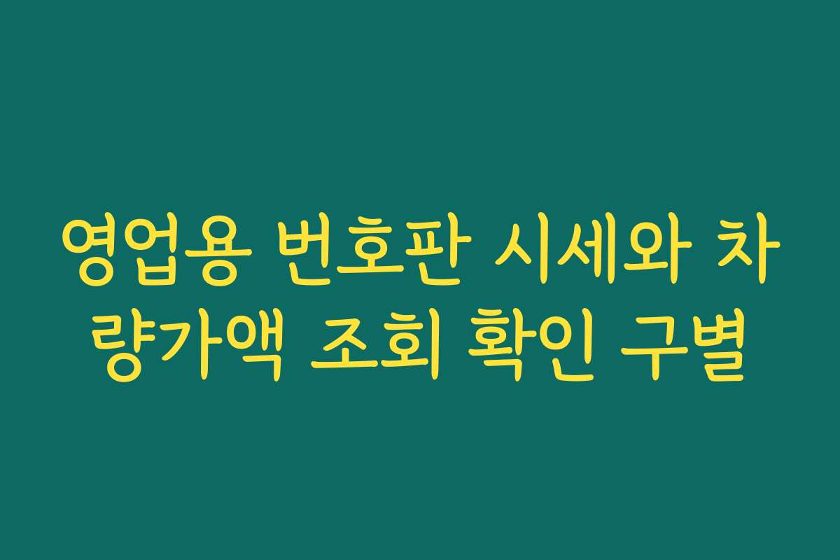 영업용 번호판 시세와 차량가액 조회 확인 구별