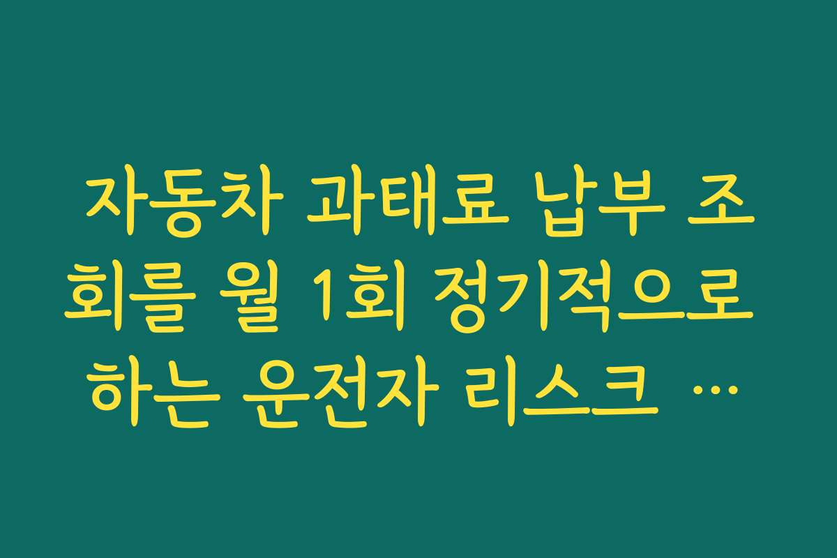 자동차 과태료 납부 조회를 월 1회 정기적으로 하는 운전자 리스크 관리 루틴