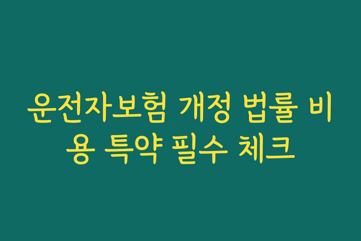 운전자보험 개정 법률 비용 특약 필수 체크