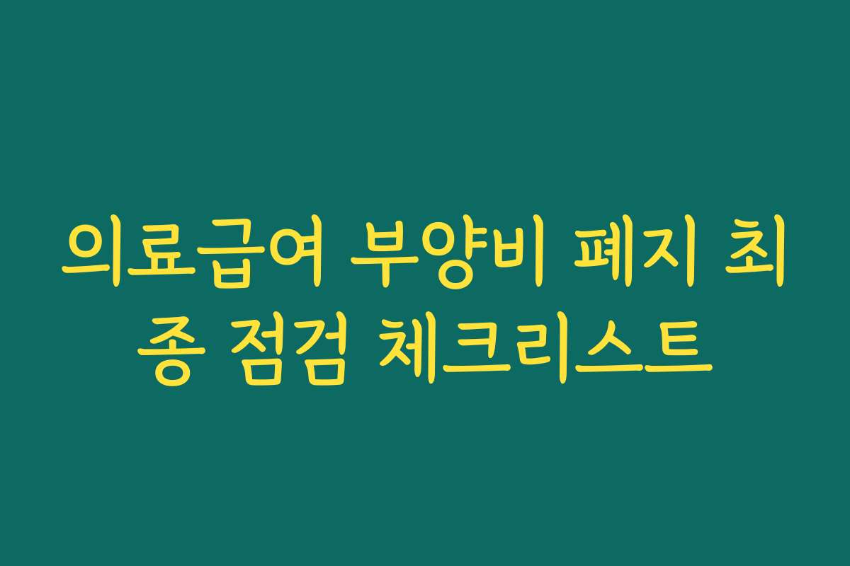 의료급여 부양비 폐지 최종 점검 체크리스트