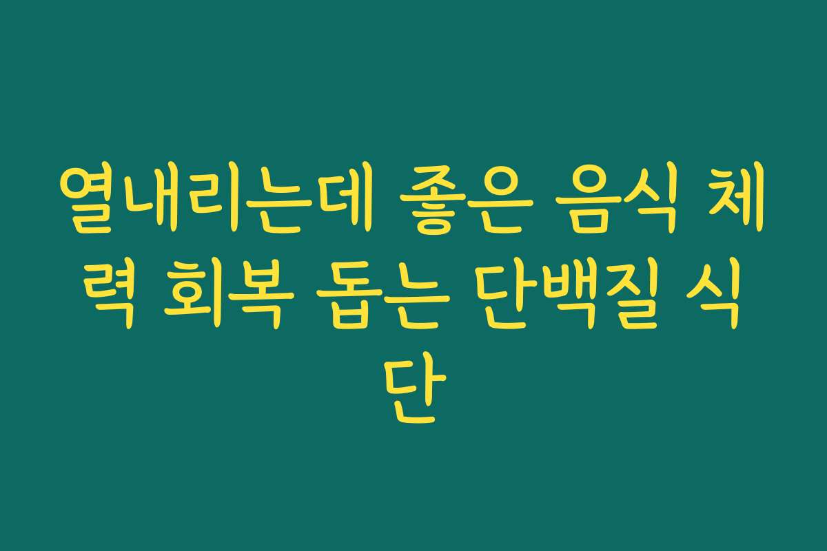 열내리는데 좋은 음식 체력 회복 돕는 단백질 식단