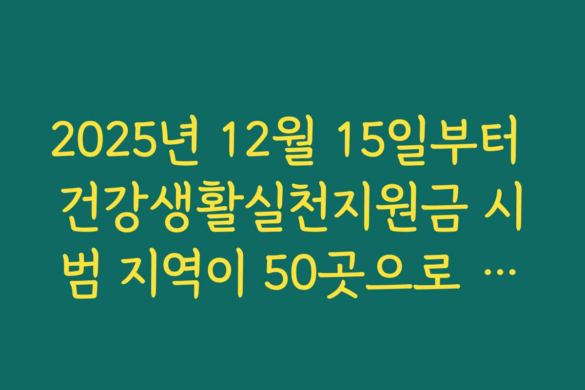 2025년 12월 15일부터 건강생활실천지원금 시범 지역이 50곳으로 대폭 늘어납니다